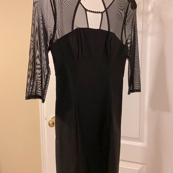 🆕 Guess Little Black Dress Mesh Sleeves - Picture 1 of 5